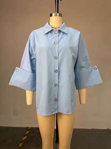 GX3151 Camicetta da <span class=keywords><strong>Donna</strong></span> di Alta Qualità Moda 2025 con Collo Rovesciato e <span class=keywords><strong>Mezza</strong></span> <span class=keywords><strong>Manica</strong></span> con Bottoni - Product Image 2