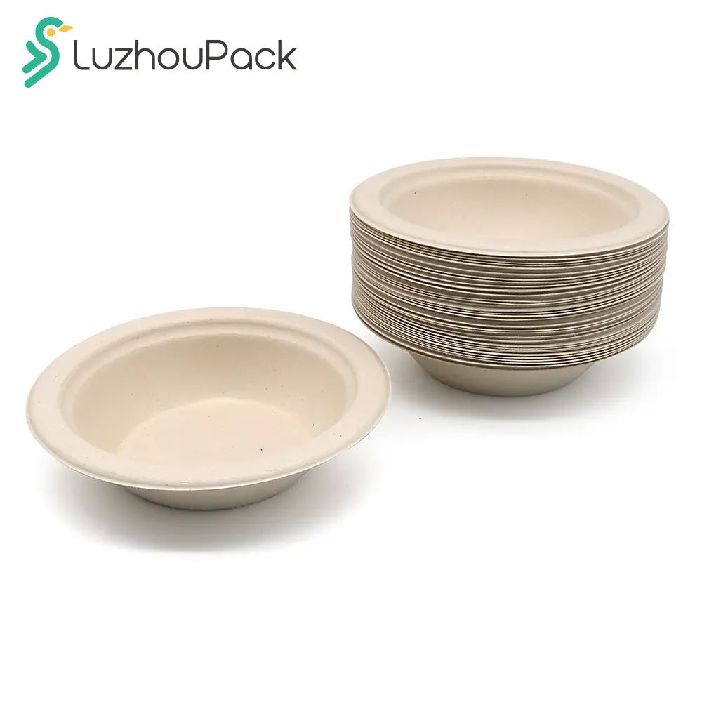 360ml 6" Waterproof Refrigerator Safe Eco Friendly Disposable Bamboo Fiber Paper Takeaway Fruit Salad Bowl Biodegradable