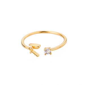 Anillo Moderno Personalizado con Iniciales, Chapado en Oro de 14K sobre Cobre, Letra A-Z, Abierto y Ajustable, para Mujer, Duradero, Hipoalergénico, Hermoso, en Inglés - Product Image 6