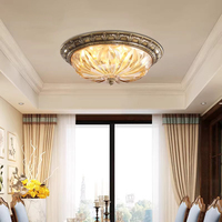 Lustre en cristal de luxe, lumière de décoration de hall d'entrée rétro européenne sculptée, lampe de chambre à coucher en cuivre pur, lampe de hall d'entrée