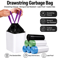 Sacs poubelles jetables à fond carré épaissi avec cordon de serrage pour déchets de cuisine, collecte automatique, sacs en plastique portables