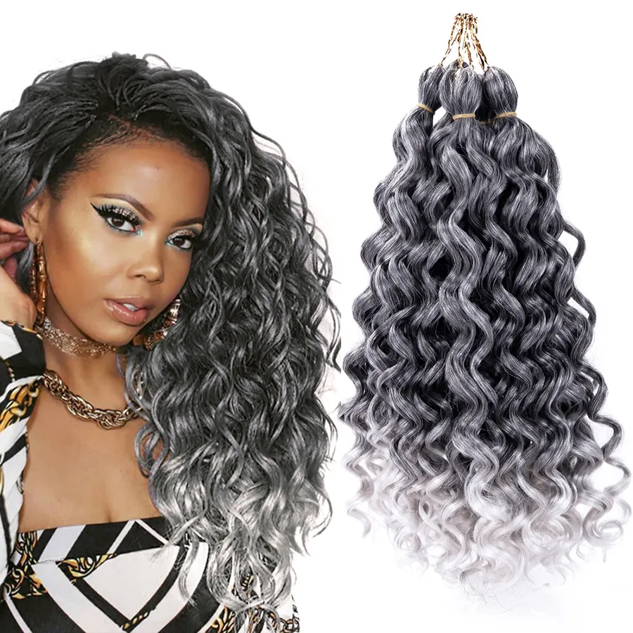 Alileader Nieuwe Collectie Kapsel 18Inch Ombre Synthetische Afro Krullen Haak Hair Golvend Vlechten Ocean Wave Hawaii Krullen Vlechten Haar
