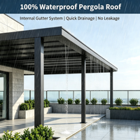 Pergola bioclimatique motorisée extérieure avec toit à lames orientables, revêtement poudré, étanche, en alliage d'aluminium, pour terrasse, restaurant, hôtel, OEM