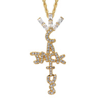 BES Travis Scott Marque Hip Hop Bijoux Or Glacé Laboratoire Diamant Charme Cactus Jack Croix Pendentif Hip Hop Collier