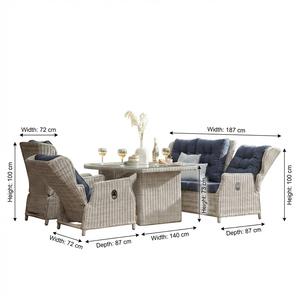 Aluminum Frame Outdoor Rattan Sofa Set with Adjustable Backrest <strong>Reclining</strong> Chairs Patio <strong>Garden</strong> <strong>Furniture</strong> - Product Image 6