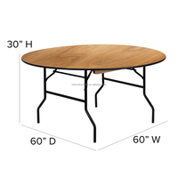 Table de banquet pliante en bois transparente ronde moderne de 5 pieds pour une utilisation en extérieur dans les hôtels