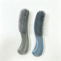 Brosse démêlante ionique A377 couleur macaron pour cheveux bouclés, design ajouré oreilles de chat mignonnes, poignée confortable en plastique ABS pour coiffage