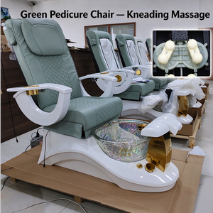 Fauteuil de pédicure rose inclinable avec massage des pieds, bac en verre, pour salon de beauté - Product Image 4