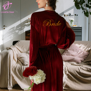 Loveda personalizzato ricamo donna estate Casual Homewear Sexy tinta unita piuma <span class=keywords><strong>camicia</strong></span> <span class=keywords><strong>da</strong></span> <span class=keywords><strong>notte</strong></span> a maniche lunghe - Product Image 2