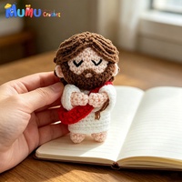 Pendentif de voiture en crochet fait main personnalisé, figurine Amigurumi à cheveux bouclés avec carte de prière pour décoration de voiture - Vente en gros