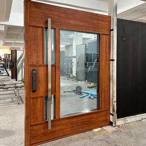 Porte pivotante extérieure moderne personnalisée, porte d'entrée de luxe en aluminium sécurisée, porte de magasin moderne en verre pare-balles sécurisé - Product Image 4