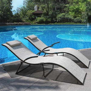 Beige Piscine Plage de Repos En Métal Chaise longue <span class=keywords><strong>Transat</strong></span> Plié Portable Chaises Longues En Plein Air En <span class=keywords><strong>Acier</strong></span> Inoxydable - Product Image 6