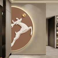 Peinture décorative d'entrée moderne Lumières de peinture Lumières d'entrée Art mural de couloir de luxe Demi-rond Art mural de sens haut de gamme