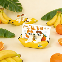 Porte-cartes de visite mignon en forme de chat banane - Cadeau créatif pour les couples et les amis - Article décoratif compact pour le bureau et la maison