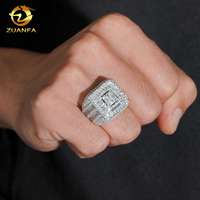 Bague Hip Hop pour Homme en Argent 925, entièrement sertie de Moissanite et de diamants, passe le test du diamant, style Rapper Cuban