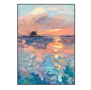 Pittura <span class=keywords><strong>di</strong></span> paesaggio marino della tela della camera da letto del salone della decorazione <span class=keywords><strong>di</strong></span> arte della parete fatta a mano pura moderna con le <span class=keywords><strong>barche</strong></span> - Product Image 5