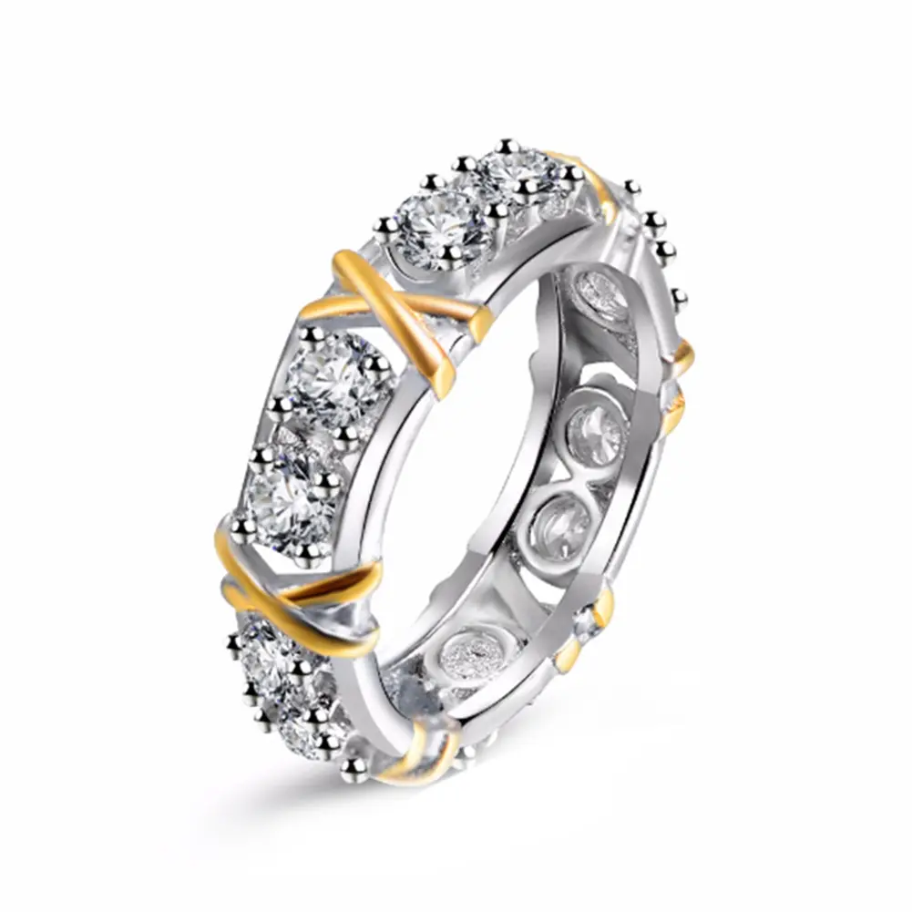 Atacado 2 tons de pedras zircon de Casamento Anéis de Noivado De Ouro com Diamantes para a mulher