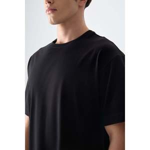 T-shirt pour homme Air Jones noir, 100% coton, épais, doux, texturé, coupe ample, modèle 88353, pour un usage décontracté - Product Image 4
