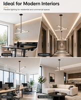 Luminaire suspendu LED linéaire mini carré moderne homologué ETL, CRI90, boîtier en plastique noir mat, diffuseur en acrylique, télécommande
