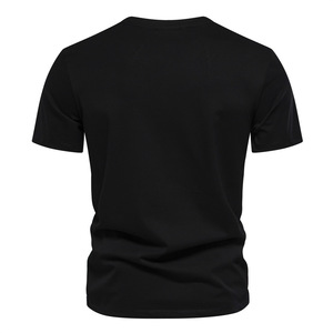 Liu Ming liquidación ventas al por mayor verano hombres Casual cuello redondo algodón bordado manga corta Color sólido camiseta - Product Image 6