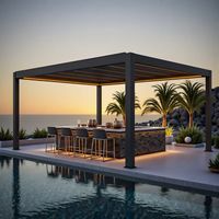 Pergola en acier pour villa 4mx6mx2.5m, moderne, à lamelles simples, avec manivelle, facilement assemblable sans poteau central