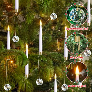 Vela LED con Llama 3D Intermitente, Funciona con Batería, con Control Remoto y Temporizador, con Gancho de Bola de Cristal para Decoración de Árboles de Navidad y Fiestas - Product Image 3