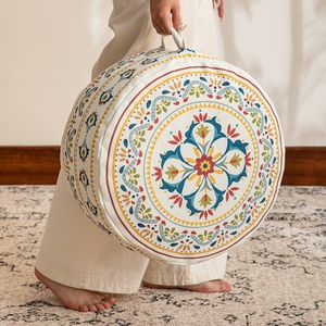 Boho Phong Cách Tươi Sáng Nở In Pouf Bìa Trang Trí Nội Thất Ghế Đệm Dễ Dàng Để Làm Sạch Và Loại Bỏ Ottoman Với Xử Lý Thiết Kế - Product Image 5
