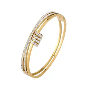 Stainless Steel 316 Italian Jewellery Gold Bangles Accessories Fashion Woman Natural Stone Jewelry