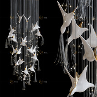 Décoration de la salle à manger du hall d'hôtel, lustre en céramique en forme d'hirondelle, luminaire suspendu au plafond, art moderne, lustre en verre en forme d'oiseau