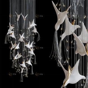 Lampadario Moderno in Ceramica a Forma di <span class=keywords><strong>Rondine</strong></span> per Lobby di Hotel e Sale da Pranzo, Lampada a Sospensione Artistica in Vetro - Product Image 4