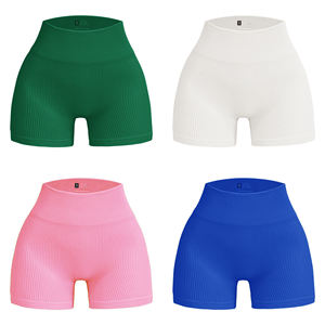 <span class=keywords><strong>Shorts</strong></span> de Yoga para Mujer de Oferta, Paquete de <span class=keywords><strong>Shorts</strong></span> Deportivos para Gimnasio con realce de Glúteos Fruncido, de Cintura Alta, sin Costuras, Estilo Ciclista - Product Image 3