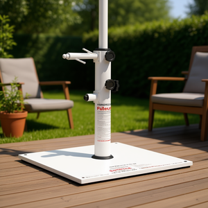 Futour Adjustable Armrests White Steel <b>Base</b> Patio <b>Umbrella</b> <b>Stand</b> Outdoor Furniture - Product Image 2