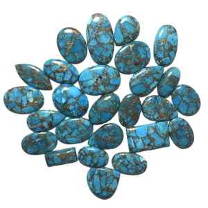 Cabochon Flatback Lisse en Cuivre Bleu Naturel Turquoise Pierres Précieuses Véritables en Vrac pour la Fabrication de Bijoux OEM Disponible en Gros - Product Image 3
