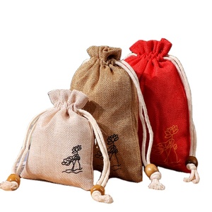Bolsas de Compras de Lino Coloridas con Logotipo Personalizado, Bolsas de Regalo de Joyería con Cordón de Yute y Tela de Algodón para Empaque de Productos Textiles - Product Image 1