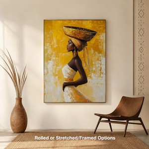 Cuadro Moderno Hecho a Mano sobre Lienzo, Retrato <span class=keywords><strong>de</strong></span> Mujer Negra, Pintura Abstracta Texturizada <span class=keywords><strong>de</strong></span> Mujeres Afroamericanas, Decoración <span class=keywords><strong>de</strong></span> Pared para el Hogar - Product Image 4