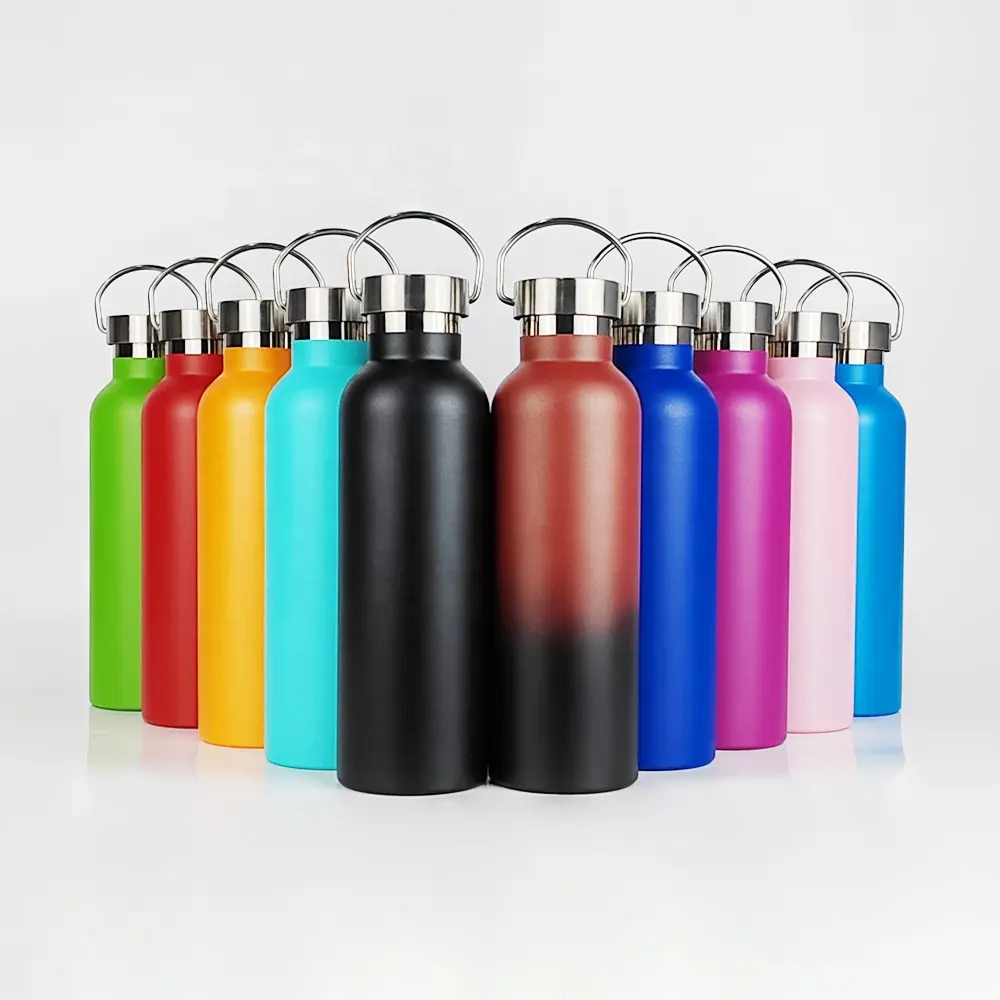 Personalized Eco-friendly Vacuum Flask Reusable Insulated Steel Bicycle Water Bottles with Sports Straw Lid