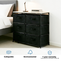 Commode de rangement en tissu à 6 tiroirs - Table de chevet multi-niveaux avec cadre en métal pour l'organisation de la chambre à coucher