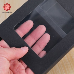 Wholesale <b>Black</b> Minimalist Recyclable Customizable Gift <b>Boxes</b> Window-Cut Transparent Vintage Kraft Paper Stocks Box Premium Gift - Product Image 4