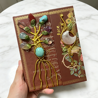 Journal Arbre de Vie en Cristal Naturel Fait Main, Carnet de Guérison des 7 Chakras, Grimoire Vintage de Sorcellerie pour Décoration Intérieure