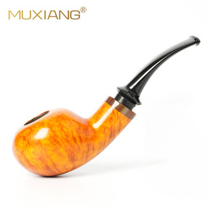 Muxiang Briar Wood Smoking Pipe Bent Type Light Color Tobacco Pipe For Dry Tobacco Use - Product Image 1