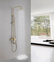 Ensemble de douche thermostatique de luxe en laiton noir mat avec barre coulissante, fonction pluie, mitigeur mural chaud/froid à cartouche céramique