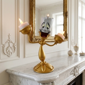 La Belle et la Bête Lumière, chandelier LED en résine, sculpture porte-bougie, statue Lumière, porte-bougie pour la décoration intérieure - Product Image 1