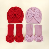 Conjunto de Gorro Turbante con Lazo y Calcetines para Bebés, para Uso Diario, Cómodo, Primavera y Otoño