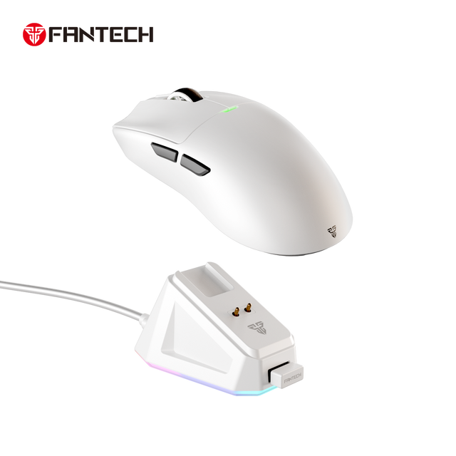 FANTECH WG13 Wireless Rechargeable Gaming Mouse with Charging Dock 26000DPI PAW3395 RGB Lightweight PC Gaming Mouse