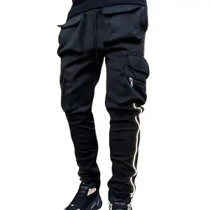 2021 bahar kargo pantolon çoklu cepler yansıtıcı pamuk erkekler Hip Hop Harem spor pantolon Jogger Sweatpants