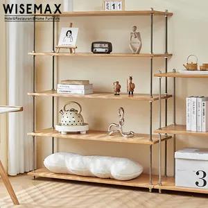 Мебель WISEMAX в скандинавском стиле, мебель для гостиной, Прямоугольная форма, натуральный цвет, деревянная кухонная полка, шкаф с 5 уровнями