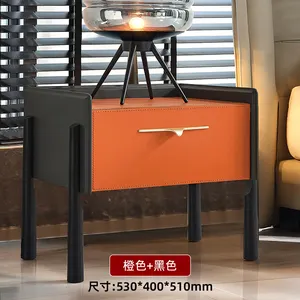 Est-muebles industriales de estilo real para sala de estar, muebles de estilo árabe vintage de cuero naranja y negro