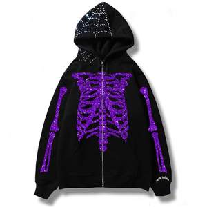 Top Quality Made <b>Rhinestones</b> <b>Hoodies</b> Factory Made Wholesale Low Price Trendy <b>Hoodies</b> - Product Image 2