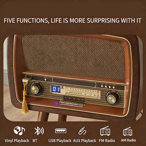 Sistema de Tocadiscos de Estilo Vintage Directo de Fábrica, Reproductor de Audio Inalámbrico Todo en Uno con Patas de Madera para Dormitorio o Estudio - Product Image 5