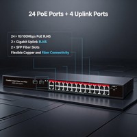 Switch de Red PoE+ de 24 Puertos, 360W, 2 Puertos Uplink Gigabit, 2 Puertos SFP, Administración en la Nube, Control Remoto PoE, Venta al Por Mayor de Fábrica